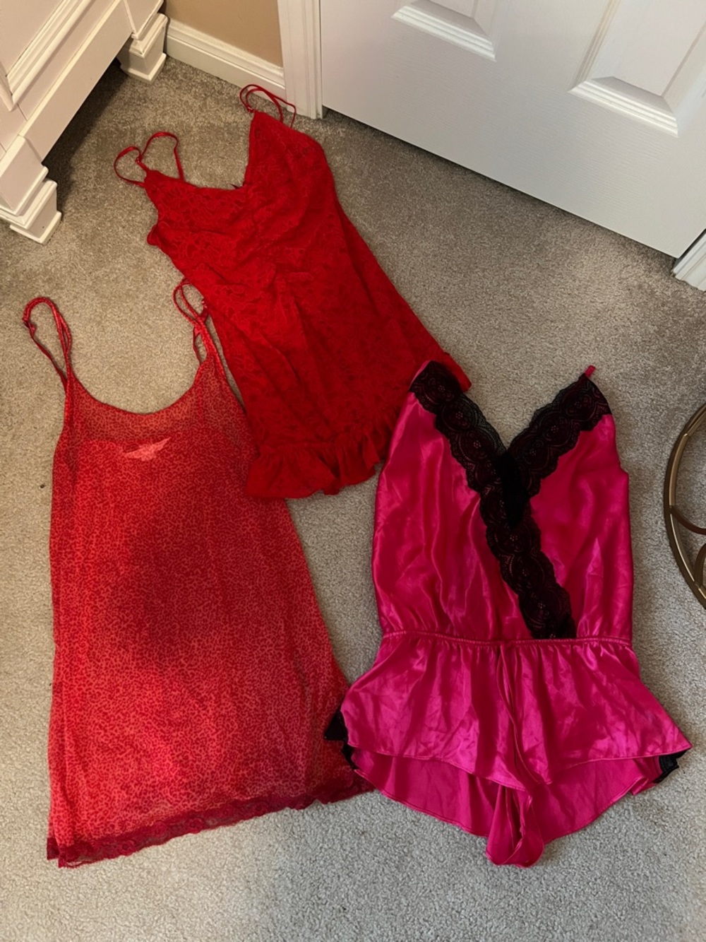 Victoria's Secret Lot of 3 Med. Lace-Trim Sleep Rompers and Chemises